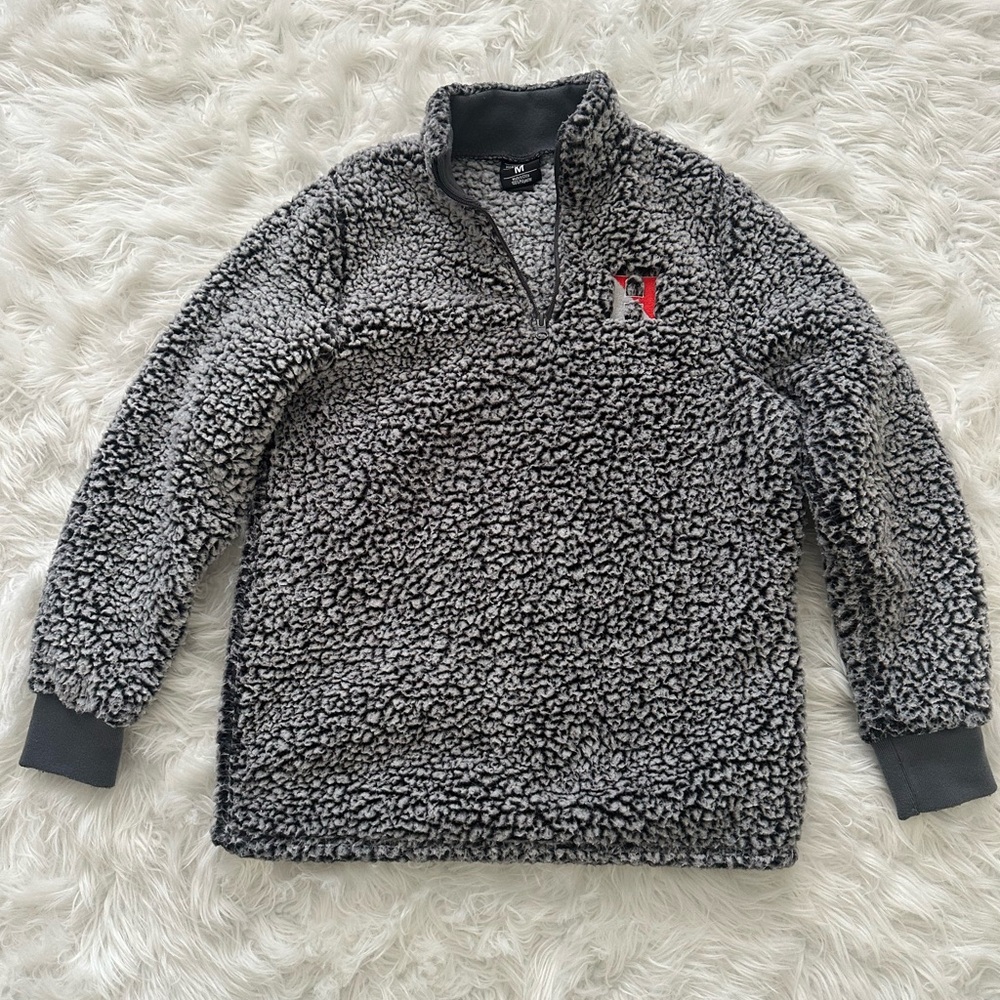 North & Acrux Sherpa Pullover • Size M • Gray • H Logo • Cozy Fleece